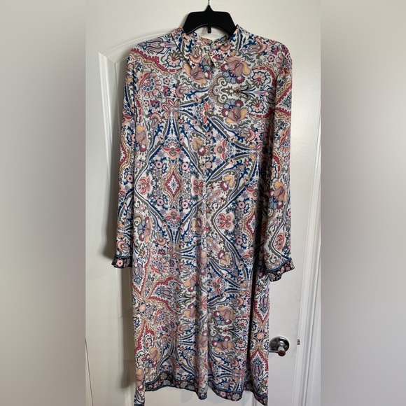 Chico’s Long Paisley Tunic Sz 3 Dress Duster Sweeping Effortless Office Casual - Picture 3 of 7